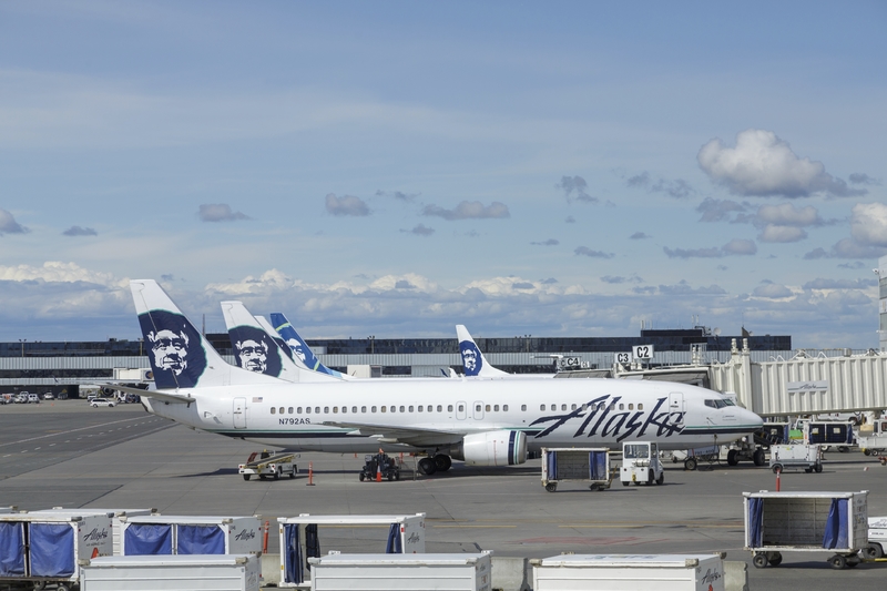 Anchorage Airport is a hub of Alaska Airlines. 